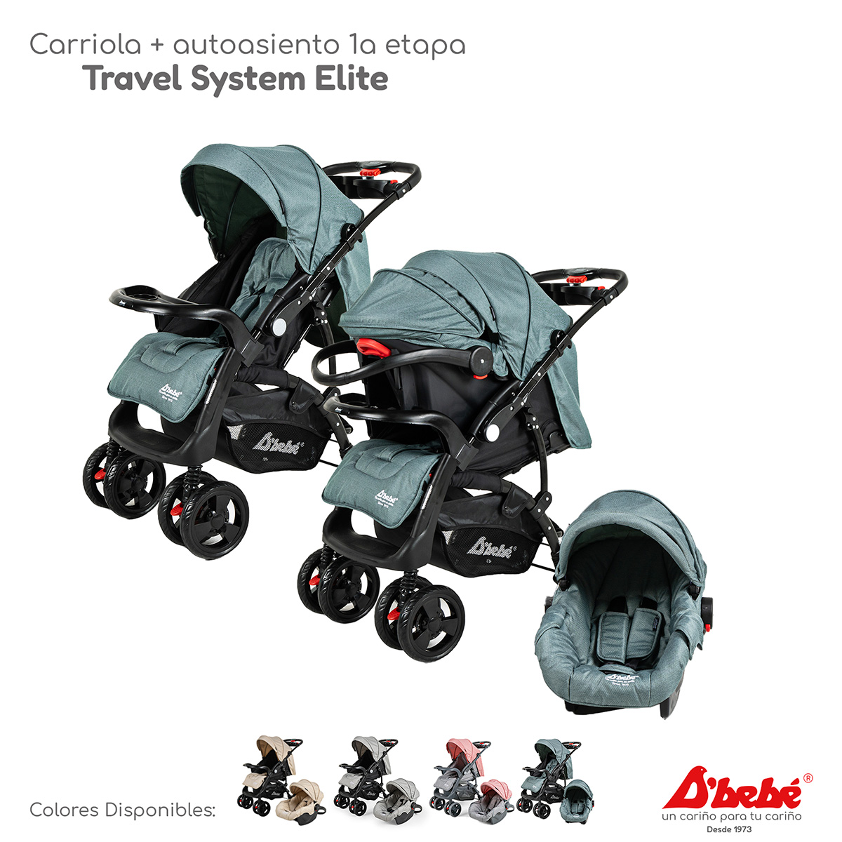 Foto 7 pulgar | Carriola Sistema de Viaje D'bebé Elite Verde