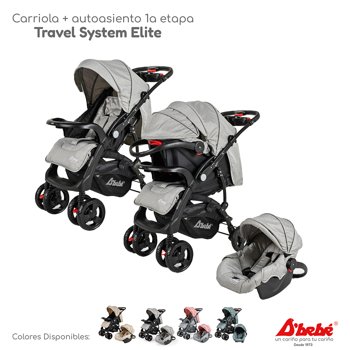 Foto 7 pulgar | Carriola Sistema de Viaje D'bebé Elite Gris