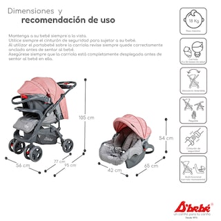 Foto 4 | Carriola Sistema de Viaje D'bebé Elite Rosa