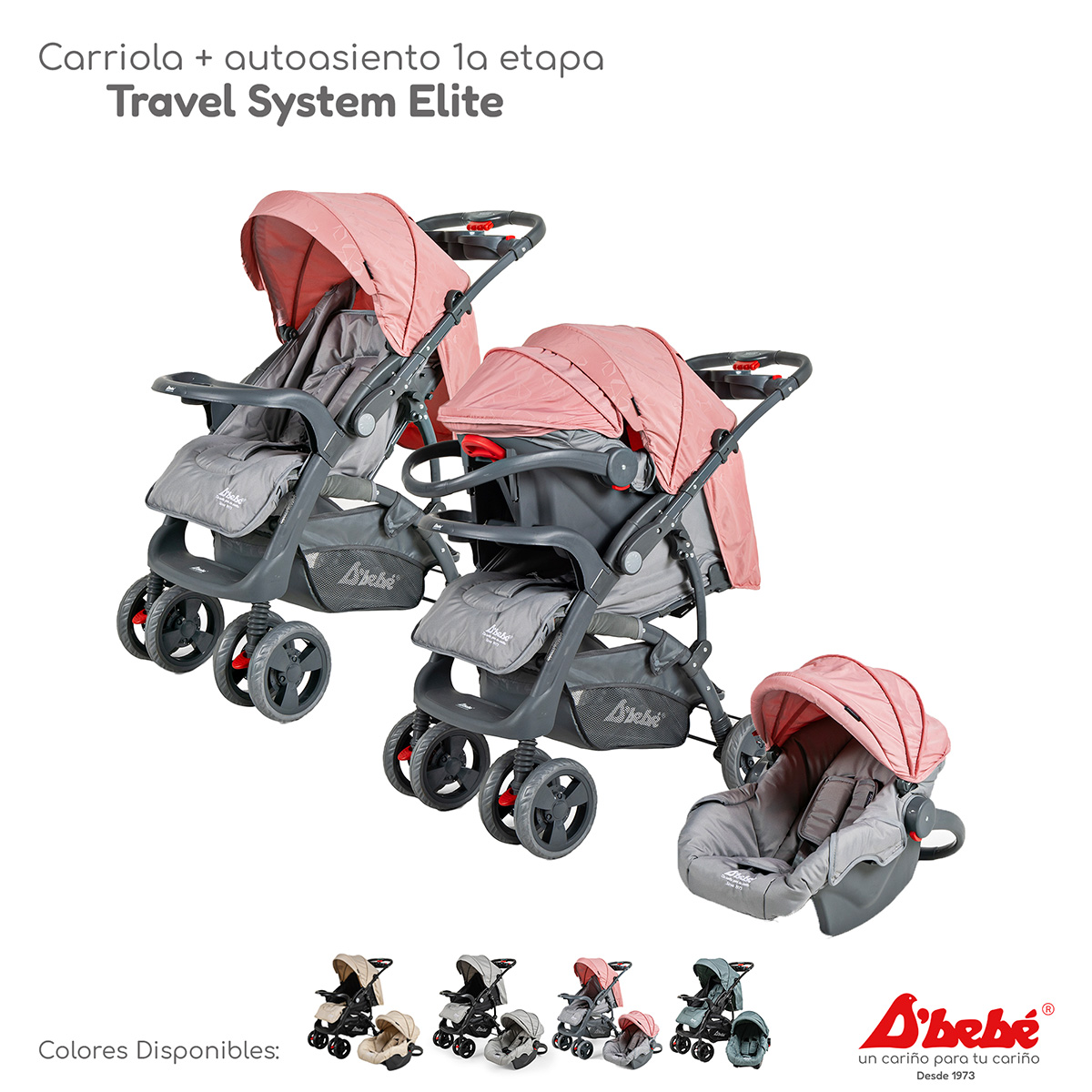 Foto 7 pulgar | Carriola Sistema de Viaje D'bebé Elite Rosa