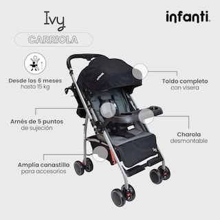 Foto 3 | Infanti Carriola de Paseo Ivy con Mango Reversible Color Negro