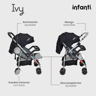 Foto 4 | Infanti Carriola de Paseo Ivy con Mango Reversible Color Negro