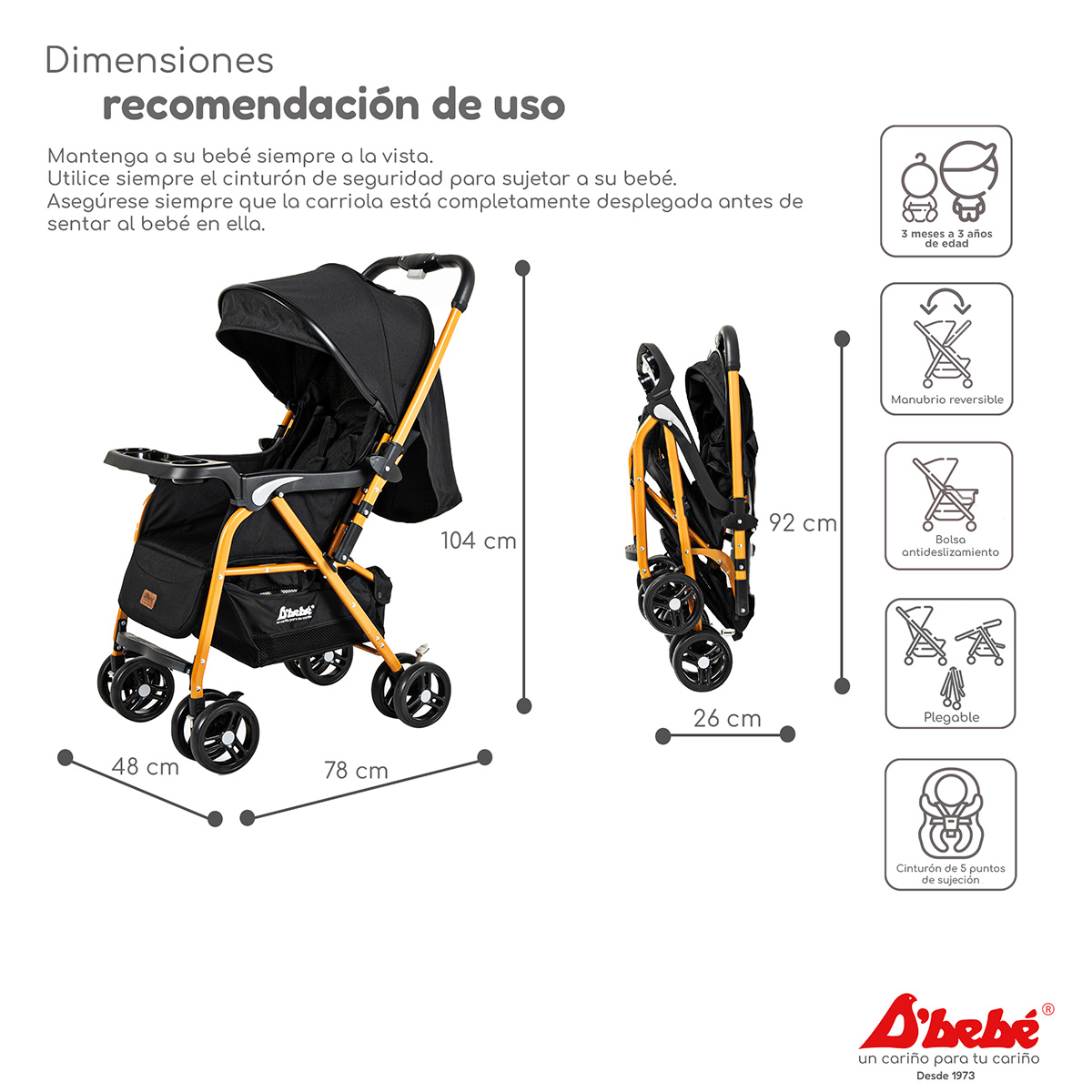 Foto 4 | Carriola Reversible D'bebé  Lal Negra