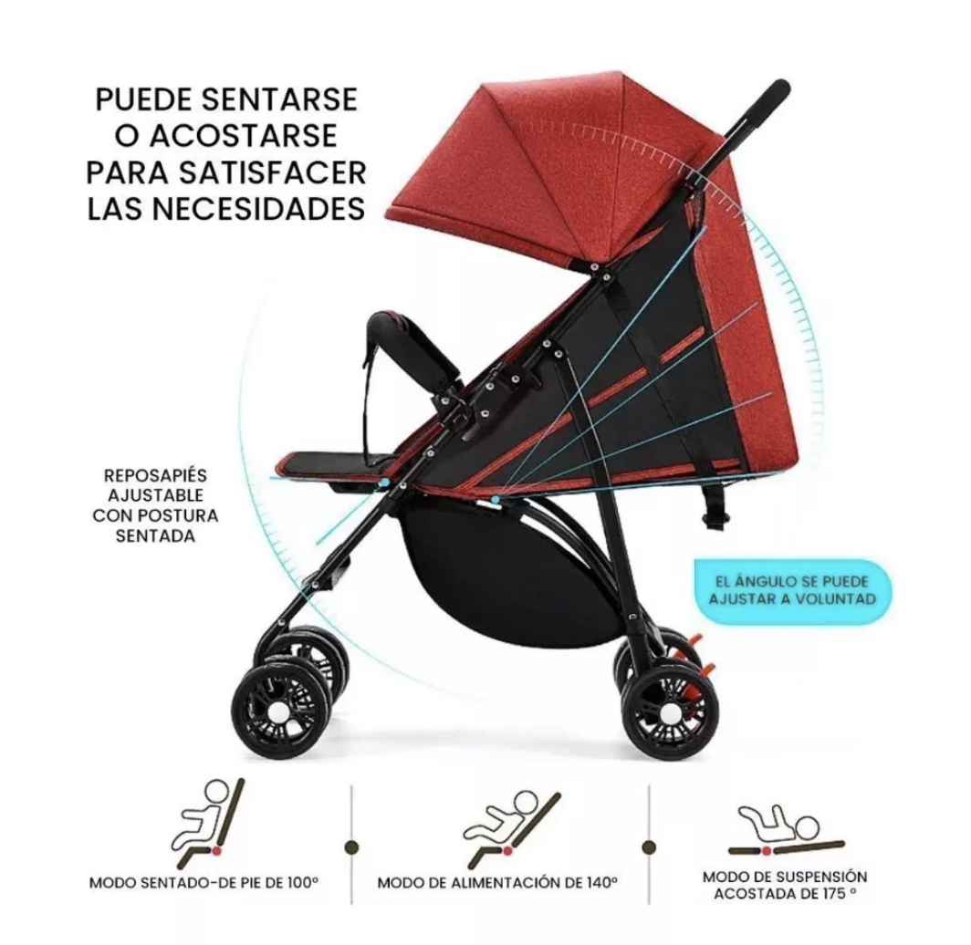 Foto 4 pulgar | Carreola De Bastón Plegable Para Bebé Carreola Reclinable