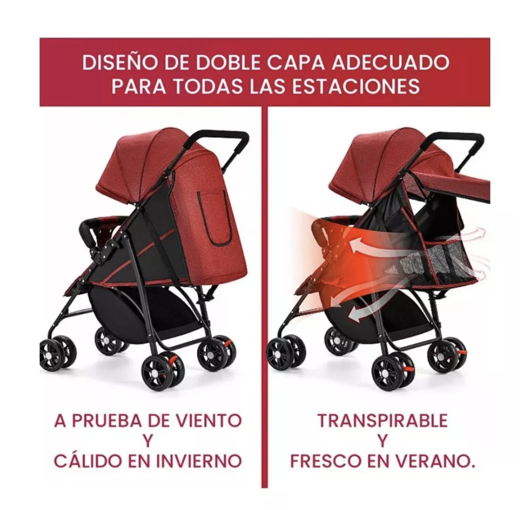 Foto 4 | Carreola De Bastón Plegable Para Bebé Carreola Reclinable