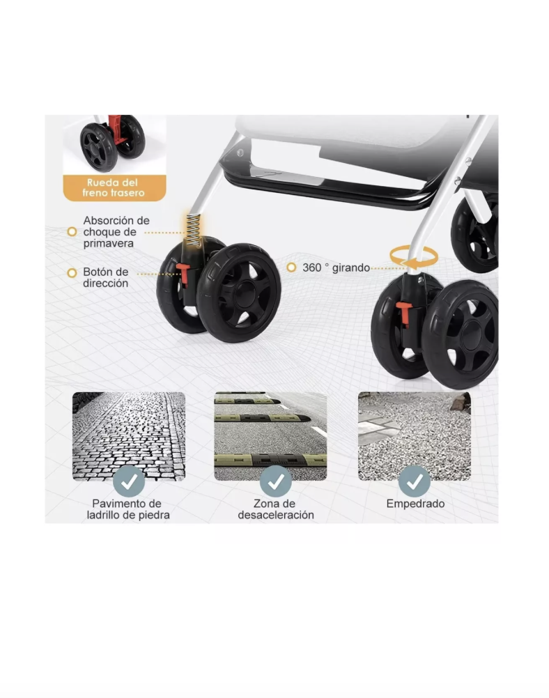 Foto 5 | Carriola Carreola De Bastón Plegable Toplinc Para Bebé Reclinable Color Rosa Con Gris Chasis Blanco Arnés De 5 P