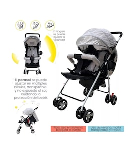 Foto 3 | Carriola De Bastón Travel System Toplinc Carreola Plegable Gris Con Chasis Color Blanco