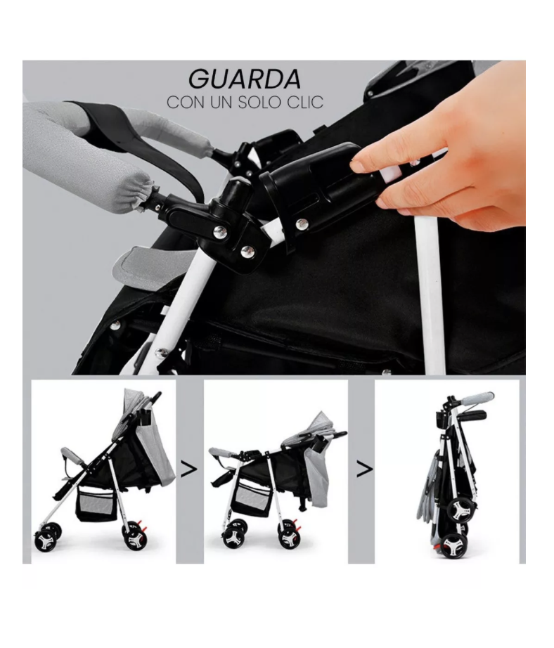 Foto 4 | Carriola De Bastón Travel System Toplinc Carreola Plegable Gris Con Chasis Color Blanco