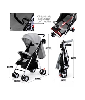 Foto 5 | Carriola De Bastón Travel System Toplinc Carreola Plegable Gris Con Chasis Color Blanco