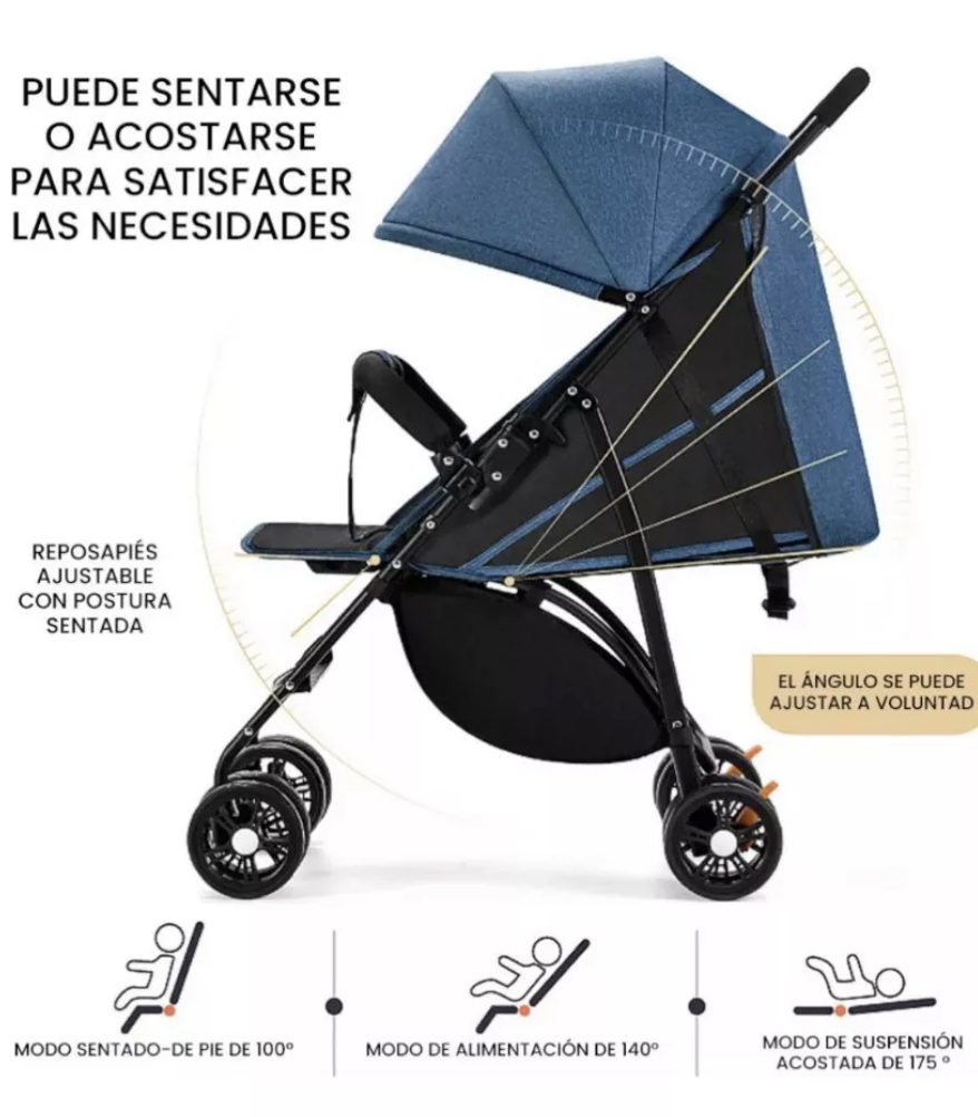 Foto 3 pulgar | Carriola Carreola Plegable De Baston Para Bebé Reclinable7501801417428