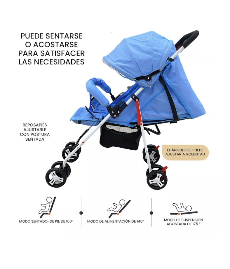 Foto 2 | Carriola De Bastón Travel System Toplinc Carreola Plegable Plegable Azul Con Chasis Color Blanco