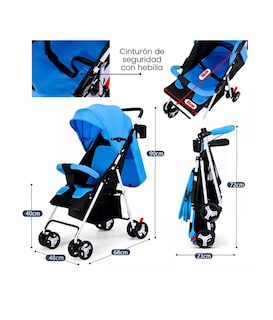 Foto 5 | Carriola De Bastón Travel System Toplinc Carreola Plegable Plegable Azul Con Chasis Color Blanco