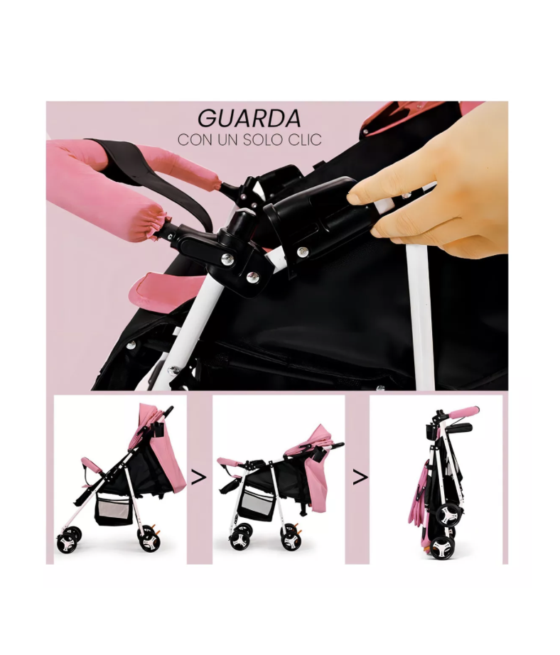 Foto 6 pulgar | Carriola De Bastón Travel System Toplinc Carreola Plegable Plegable Rosa Con Chasis Color Blanco