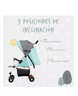 Foto 5 | Carriola Carreola De Bastón Linium Plegable Bebé Premium Color Agua