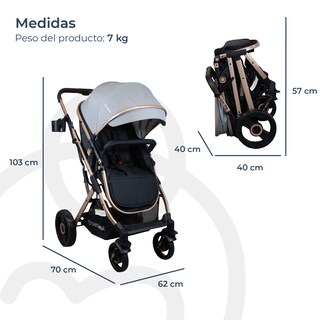 Foto 5 | Coche Travel System Bebesit Vox Gris Rose Gold 3 En 1 Paseo Moisés Auto