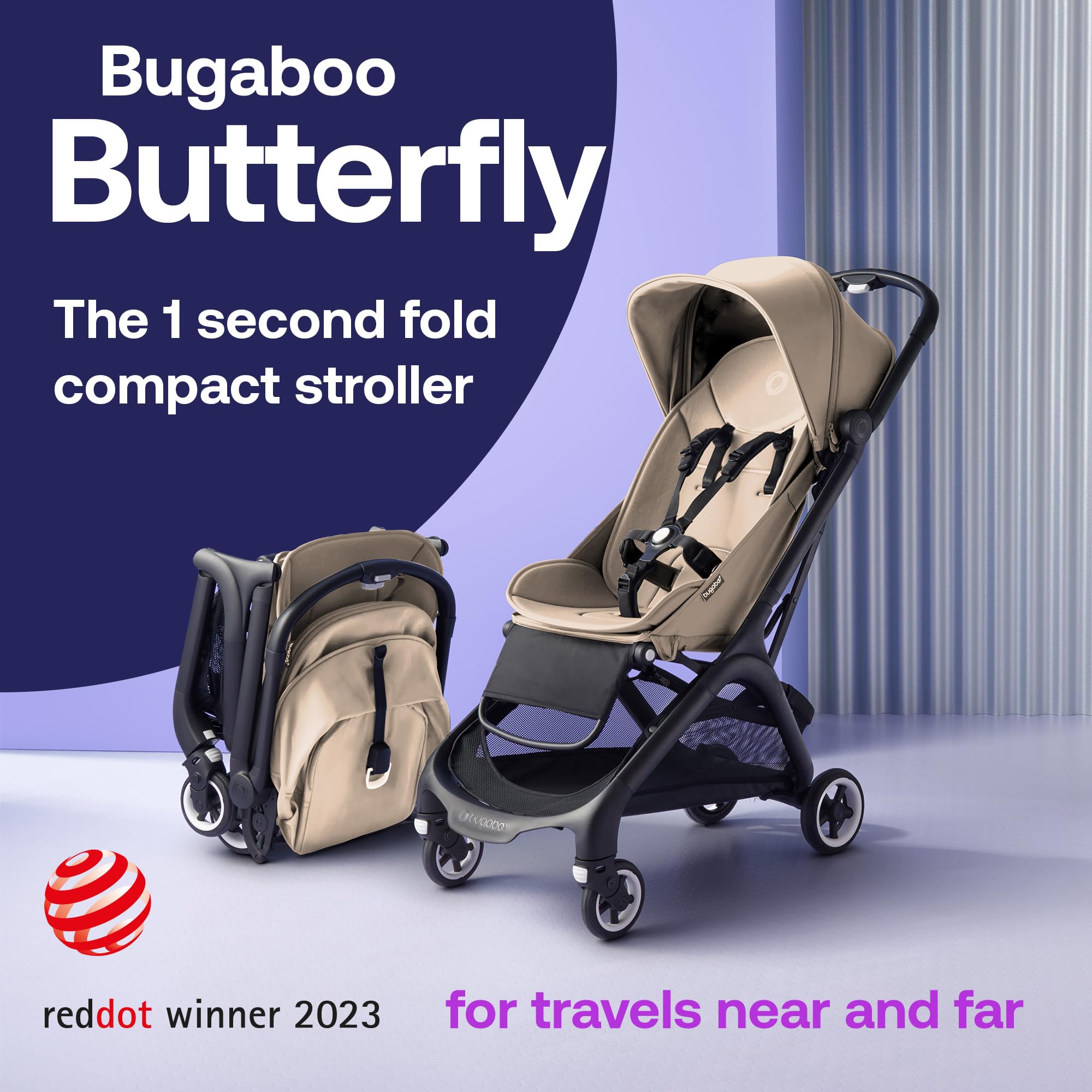 Foto 3 pulgar | Cochecito Bugaboo Butterfly, Ultracompacto Y Ligero, Color Topo - Venta Internacional.