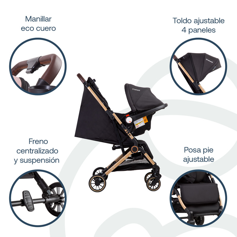 Foto 4 pulgar | Bebesit Travel System Soho Carriola Autoasiento Reclinable Uv
