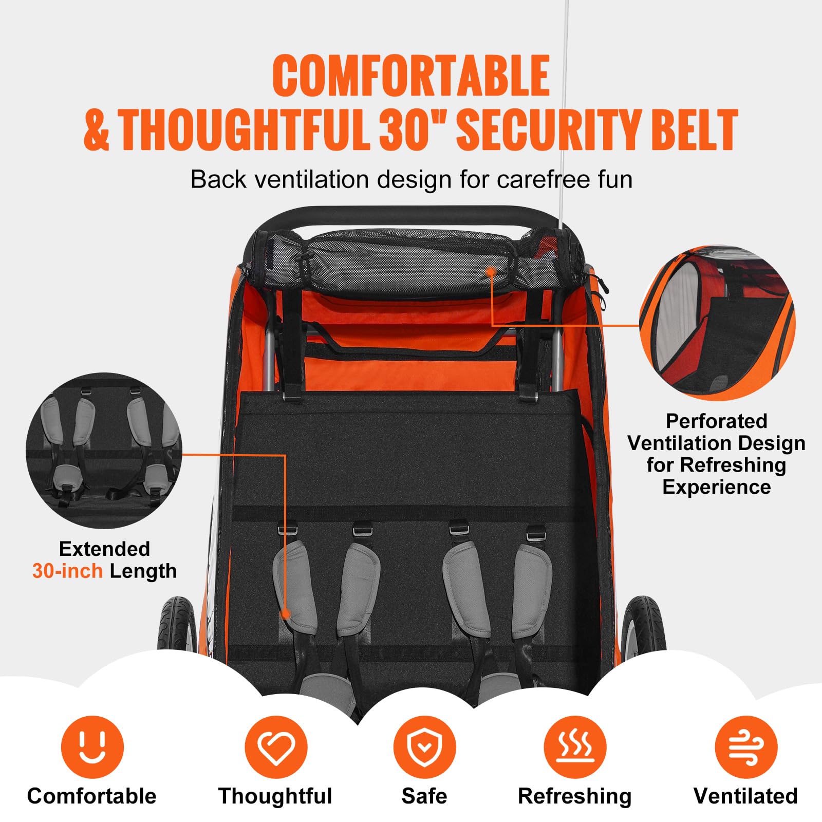 Foto 7 pulgar | Remolque Para Bicicleta Vevor Para Niños Pequeños, Asiento Doble, Carga 45 Kg - Venta Internacional.