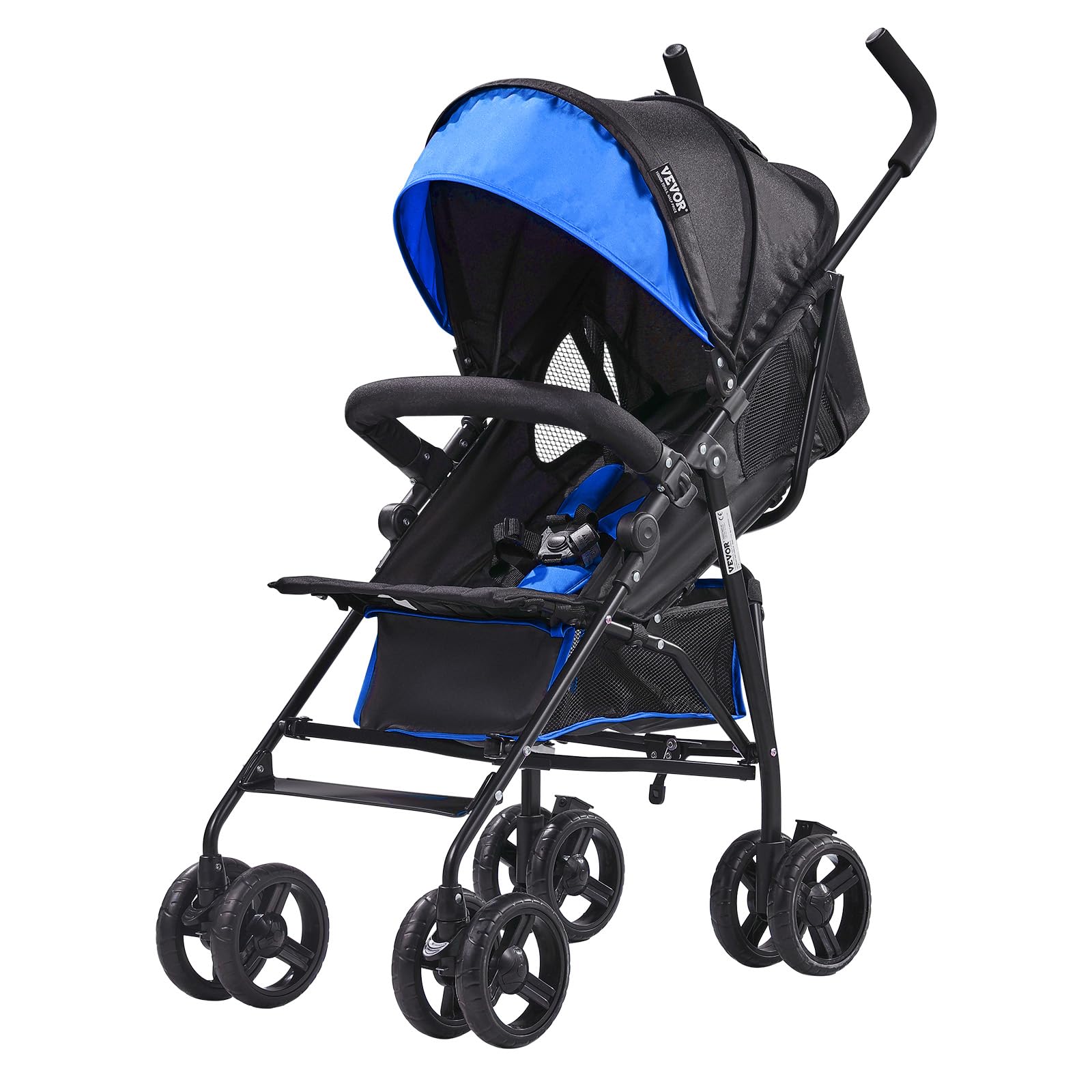 Silla De Paseo Vevor, Ligera Y Compacta, Plegable, Con Toldo Negro Y Azul - Venta Internacional.