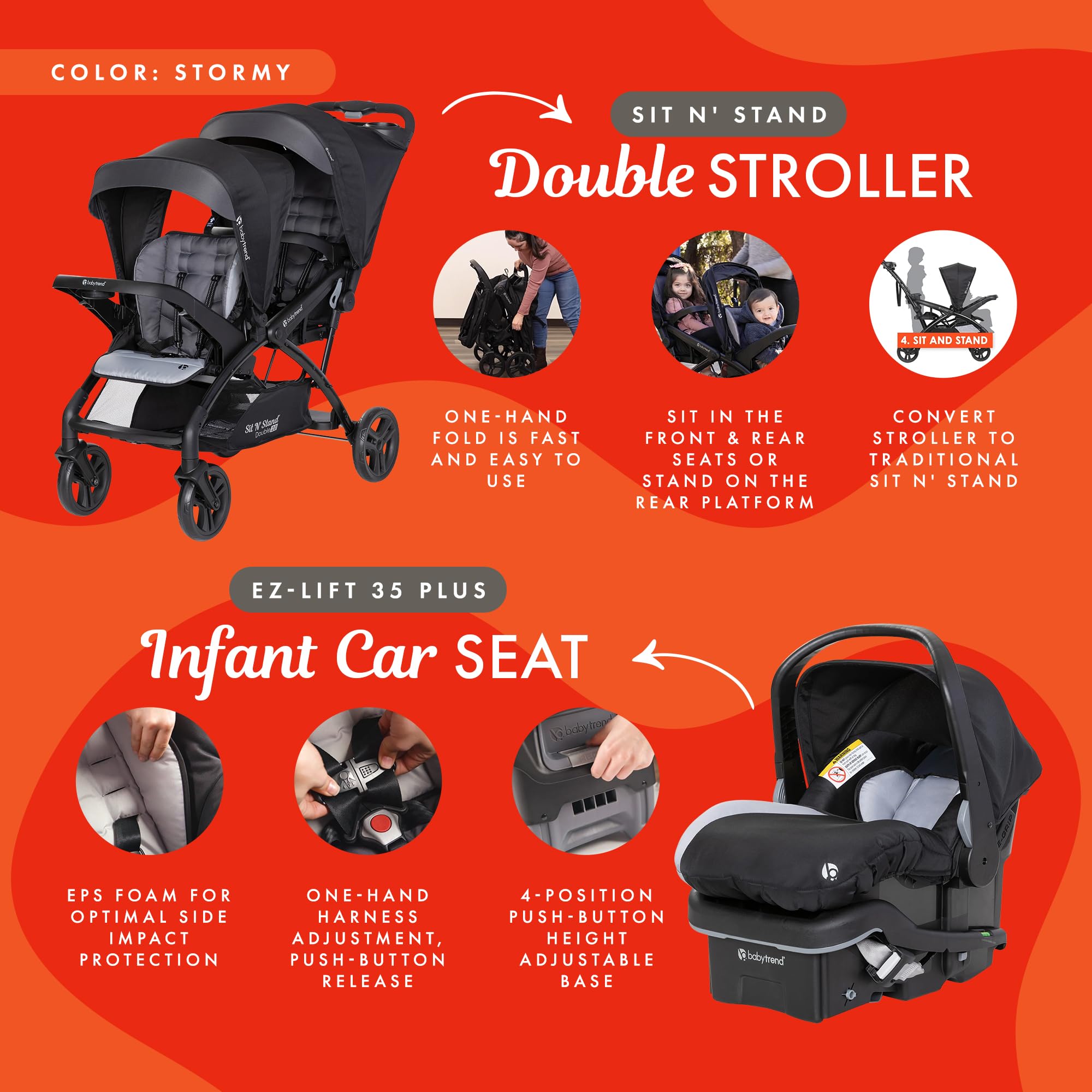 Foto 4 pulgar | Silla De Coche Stroller + Baby Trend Sit N' Stand Tandem 2.0 Dlx - Venta Internacional.