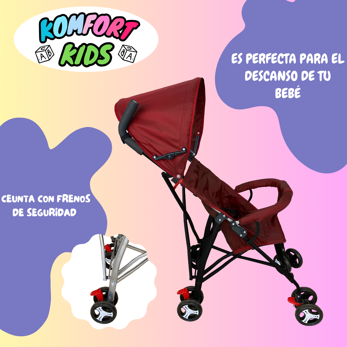 Foto 5 pulgar | Carriola Para Bebé Komfort Plegable, Portátil Y Ligera