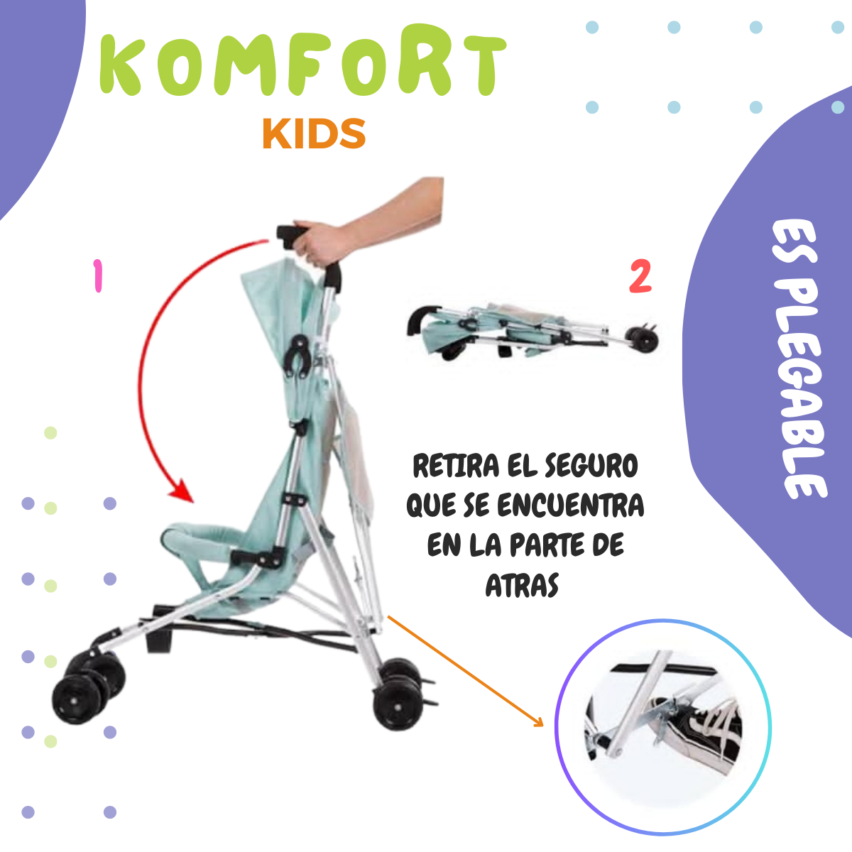 Foto 6 pulgar | Carriola Para Bebé Komfort Plegable, Portátil Y Ligera