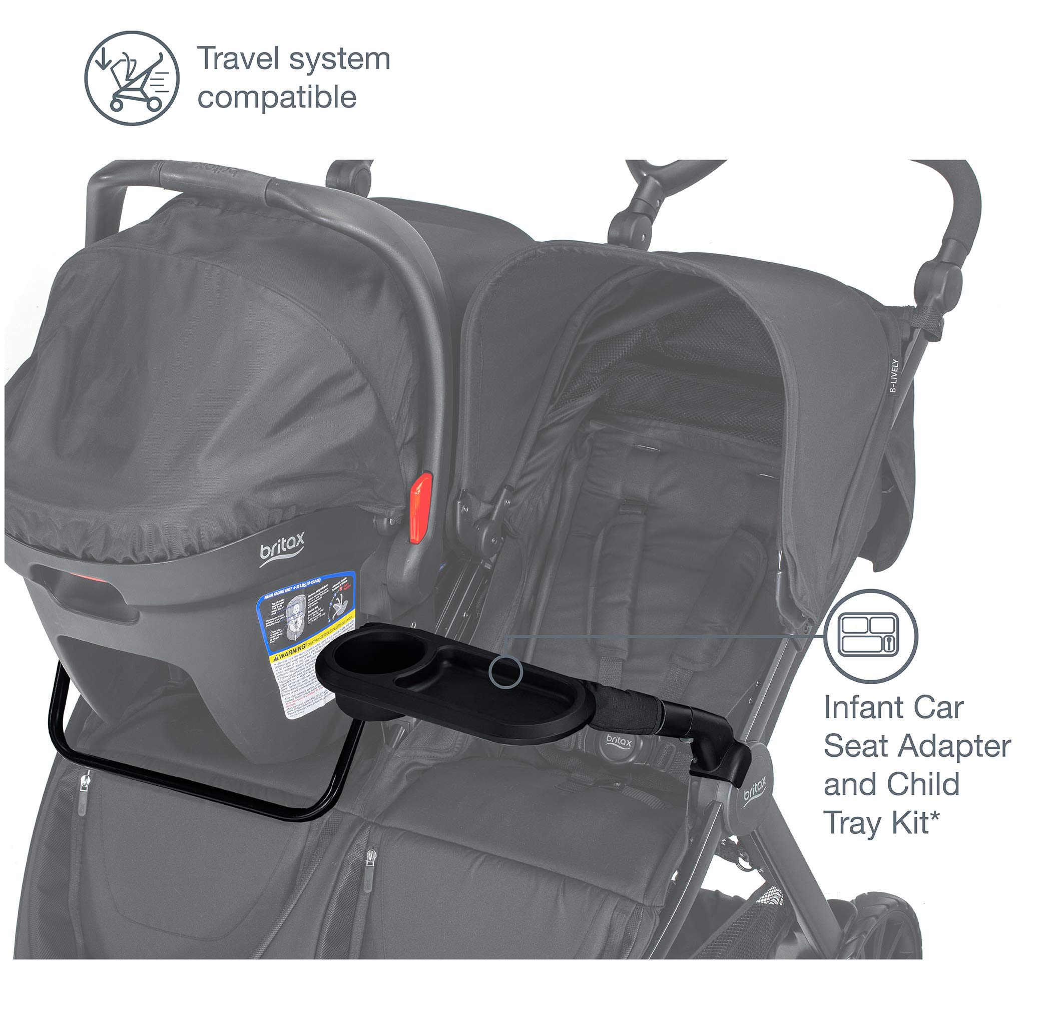 Foto 3 pulgar | Stroller Britax B-lively Double Con Adaptador Para Asiento De Coche Infantil - Venta Internacional.
