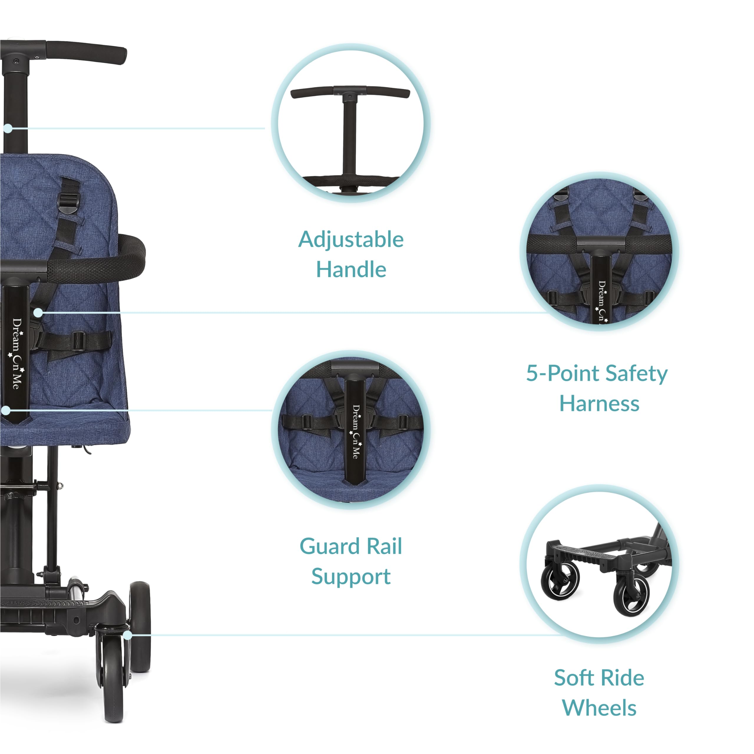 Foto 5 pulgar | Stroller Dream On Me Coast Rider, Ligero, Azul Marino - Venta Internacional.
