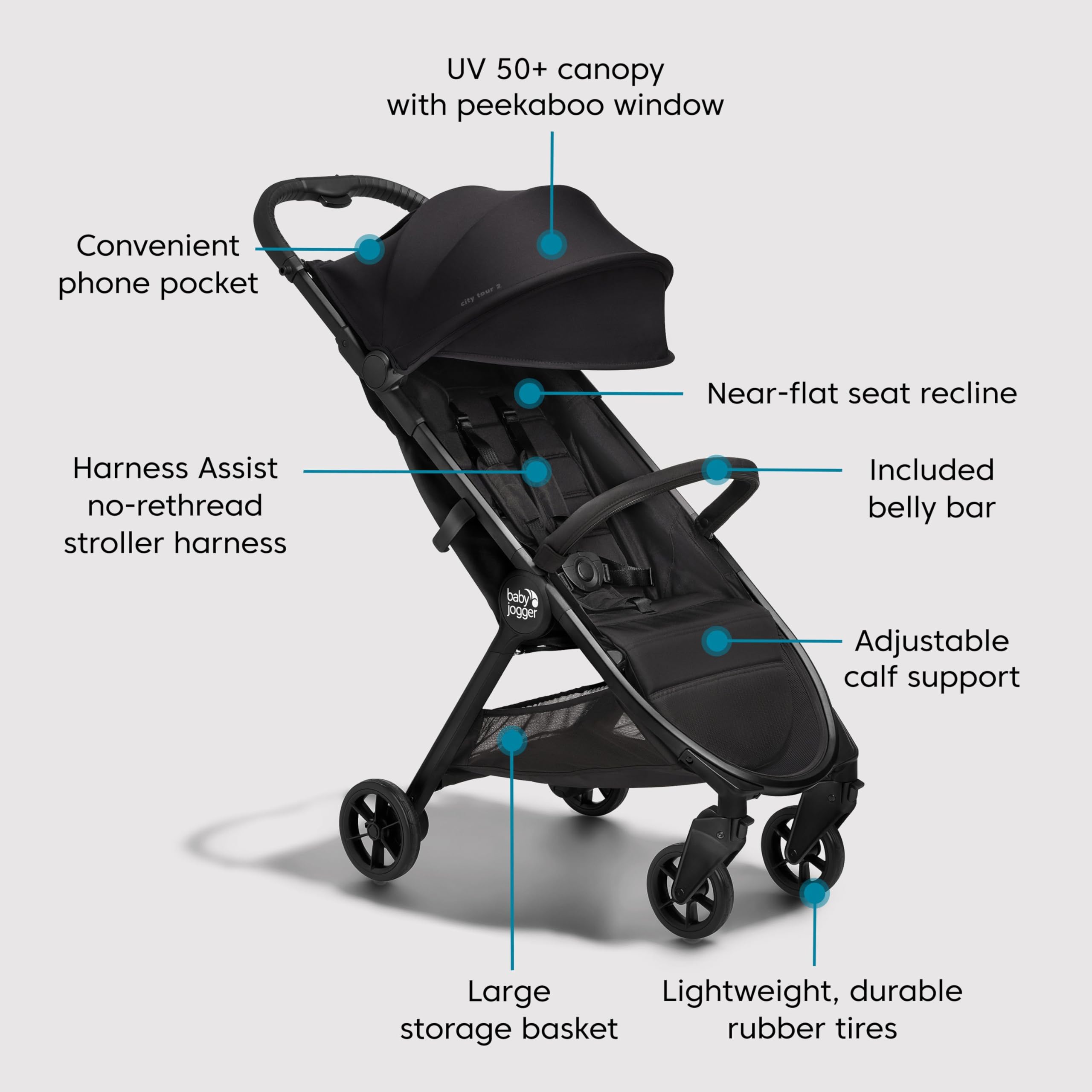 Foto 6 | Stroller Baby Jogger City Tour 2 Ultracompacto Ecológico Negro - Venta Internacional.