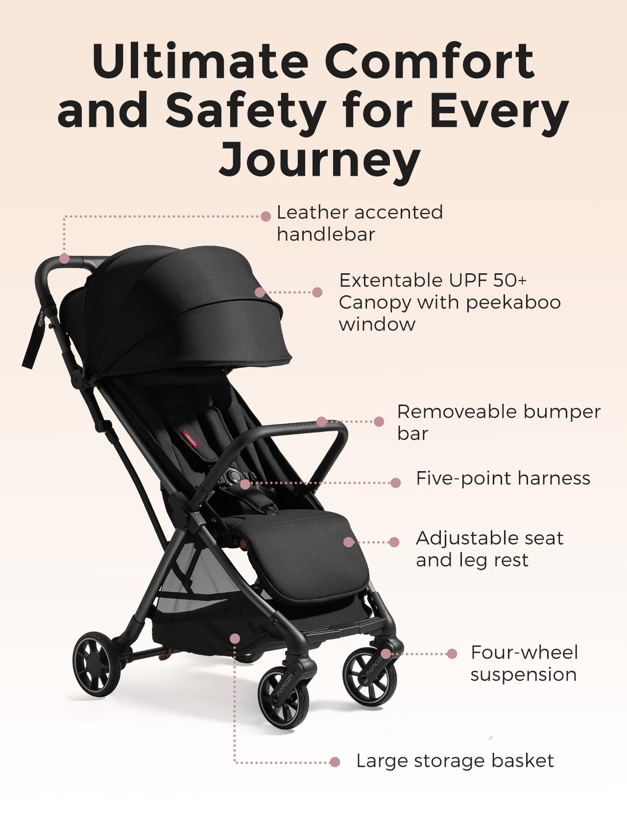 Foto 4 | Cochecito Momcozy Clickgo Ligero Y Compacto De 6 M A 23 Kg - Venta Internacional.