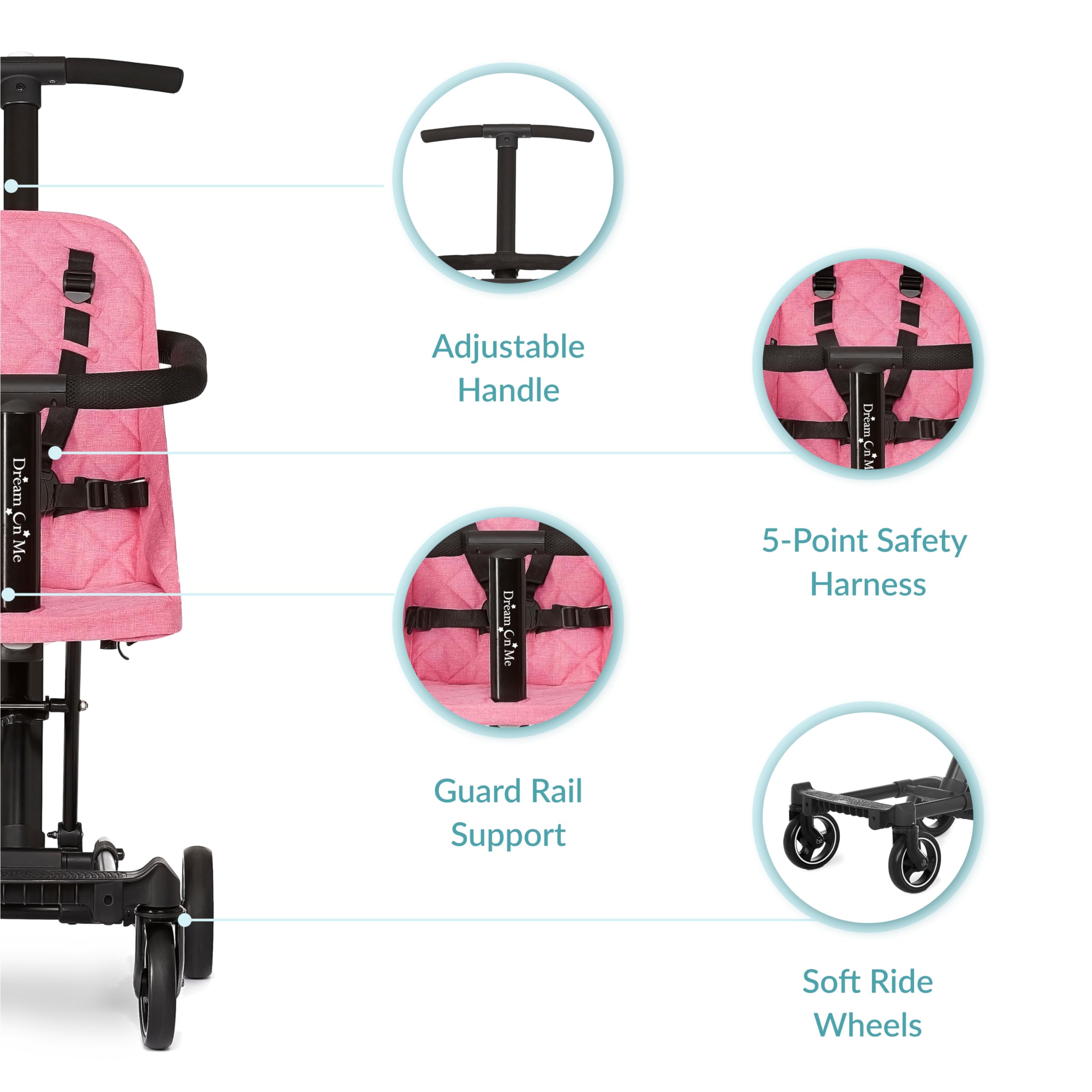 Foto 5 pulgar | Stroller Dream On Me Coast Rider, Ligero, Rosa 365, Rosa - Venta Internacional.