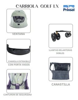 Foto 3 | Carriola Para Bebe Prinsel Golf Plegable Color Verde Musgo Chasis Negro