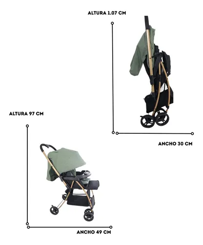 Foto 5 pulgar | Carriola Para Bebe Prinsel Golf Plegable Color Verde Musgo Chasis Negro