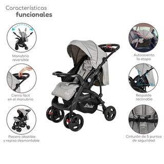 Foto 2 | Carriola Con Autoasiento Reversible Elite D'bebe - Gris