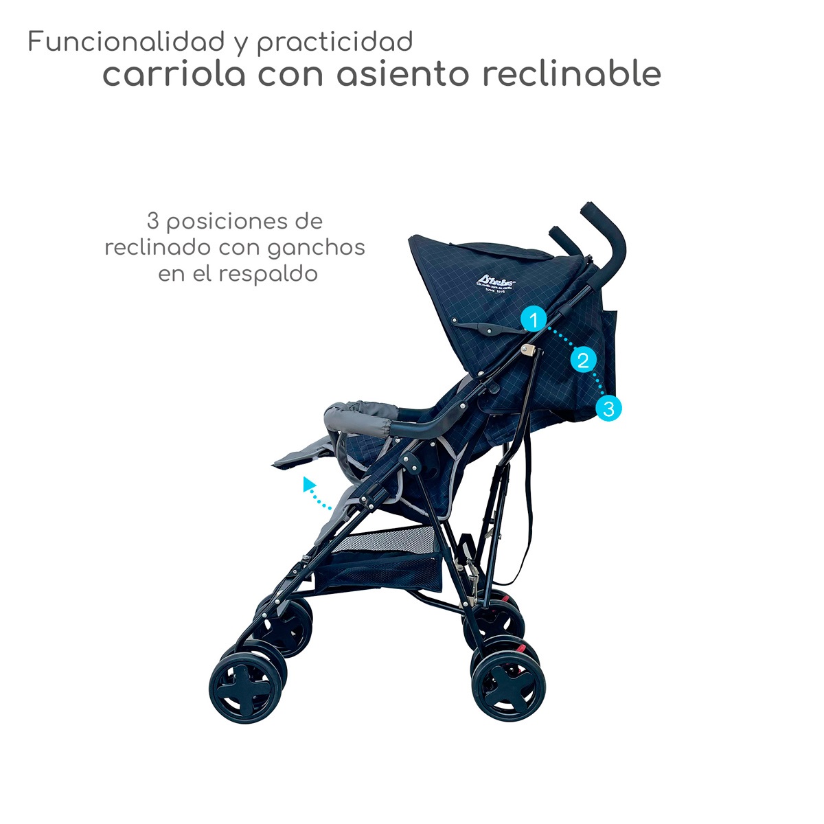 Foto 4 pulgar | Carriola Plegable Con Reclinado Y Toldo Carri D'bebe - Negro