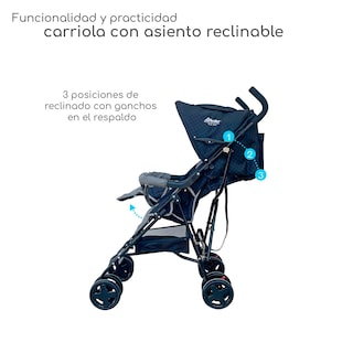 Foto 3 | Carriola Plegable Con Reclinado Y Toldo Carri D'bebe - Negro