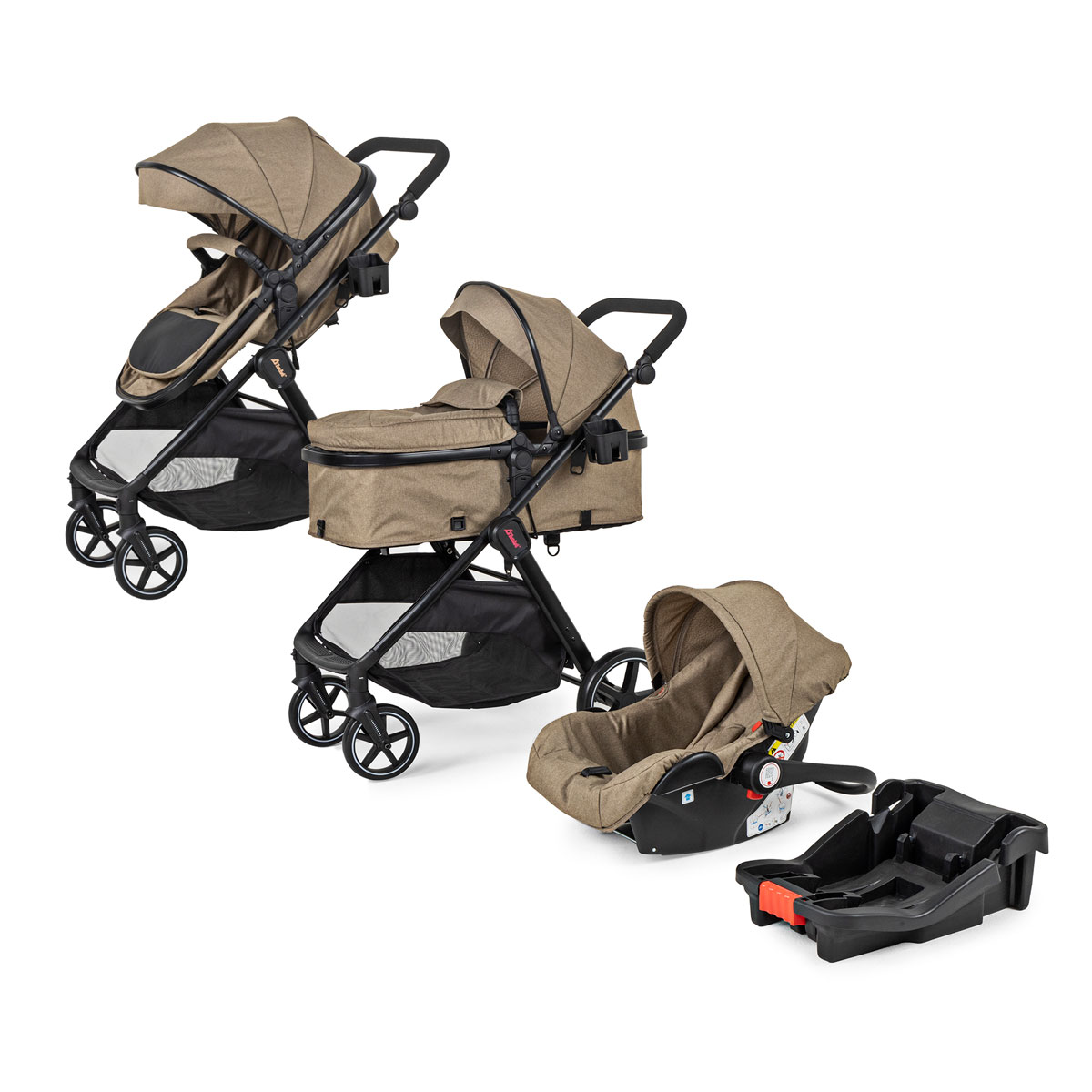 Foto 2 pulgar | Carriola Con Autoasiento Y Bambineto Reclinable King D'bebe - Beige