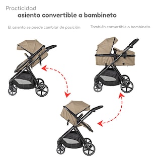 Foto 3 | Carriola Con Autoasiento Y Bambineto Reclinable King D'bebe - Beige
