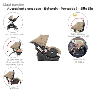 Foto 5 | Carriola Con Autoasiento Y Bambineto Reclinable King D'bebe - Beige