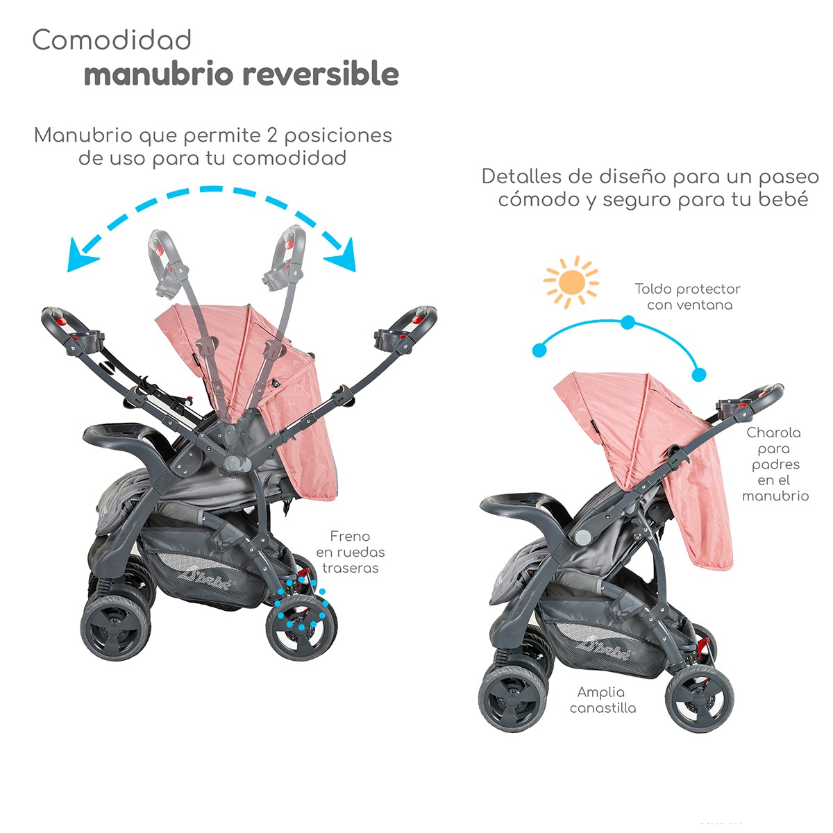 Foto 3 | Carriola Con Autoasiento Reversible Elite D'bebe - Rosa