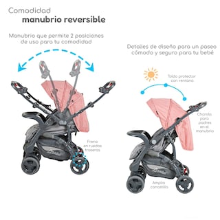 Foto 3 | Carriola Con Autoasiento Reversible Elite D'bebe - Rosa
