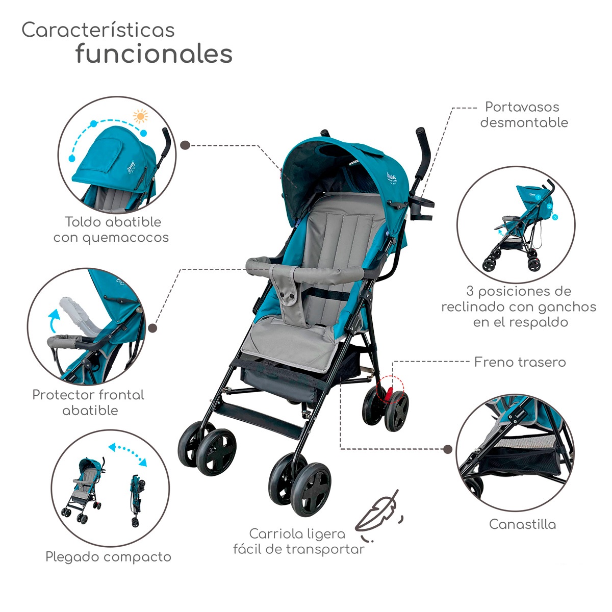 Foto 2 | Carriola Plegable Con Reclinado Y Toldo Carri D'bebe - Jade