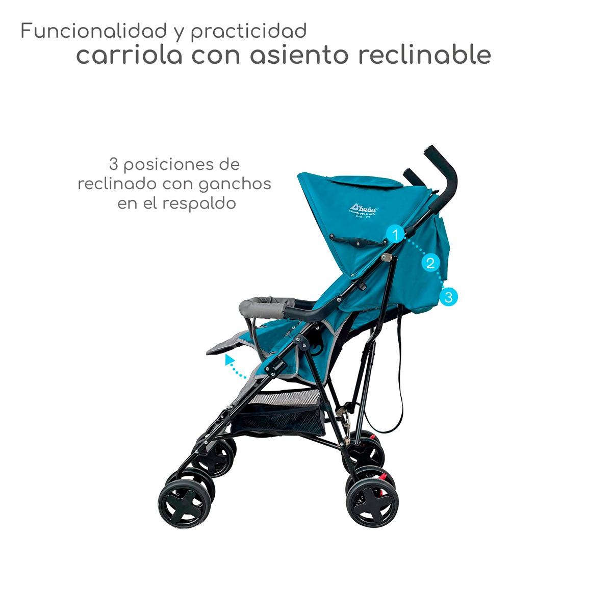 Foto 4 pulgar | Carriola Plegable Con Reclinado Y Toldo Carri D'bebe - Jade