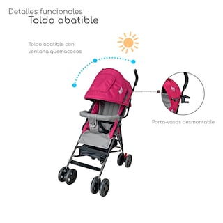 Foto 4 | Carriola Plegable Con Reclinado Y Toldo Carri D'bebe - Rosa