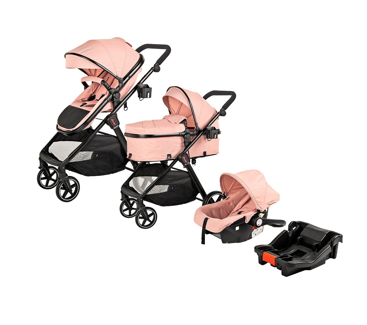 Foto 2 pulgar | Carriola Con Autoasiento Y Bambineto Reclinable King D'bebe - Rosa
