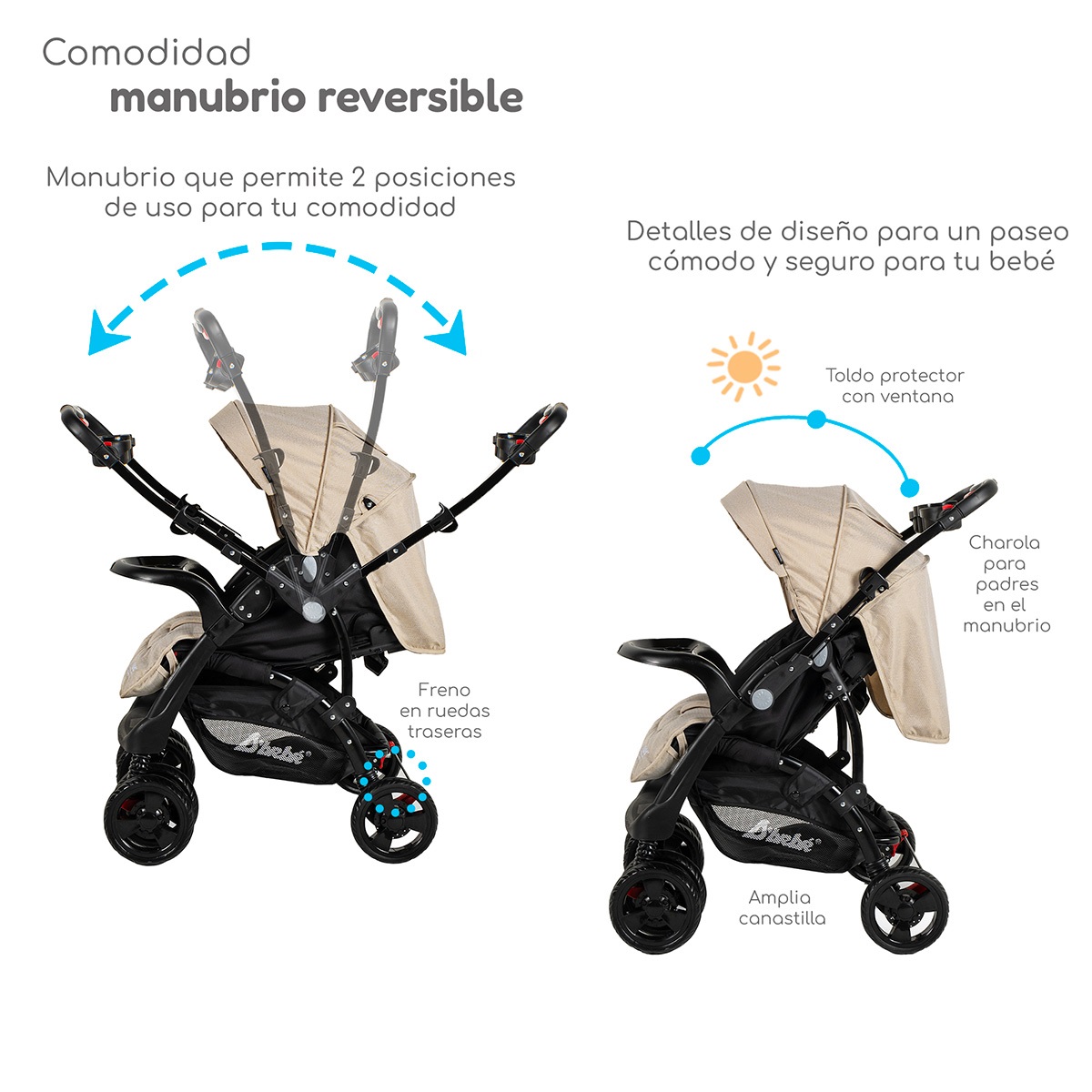 Foto 4 pulgar | Carriola Con Autoasiento Reversible Elite D'bebe - Arena