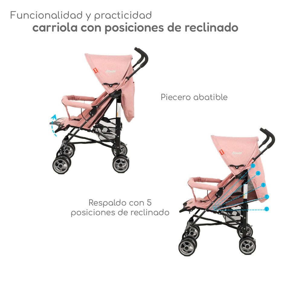 Foto 4 pulgar | Carriola Reclinable  Plegable D’bebé Aerostar - Rosa