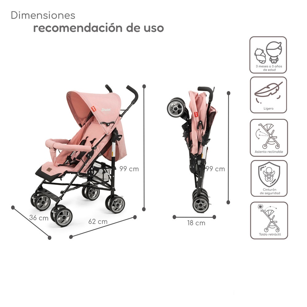 Foto 5 | Carriola Reclinable  Plegable D’bebé Aerostar - Rosa