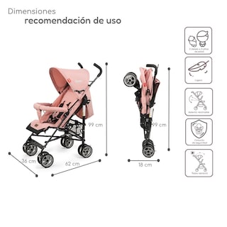 Foto 5 | Carriola Reclinable Plegable D’bebé Aerostar - Rosa
