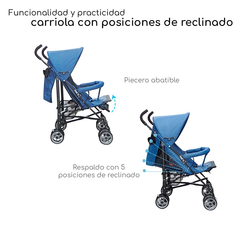 Foto 4 pulgar | Carriola Reclinable  Plegable D’bebé Aerostar - Azul